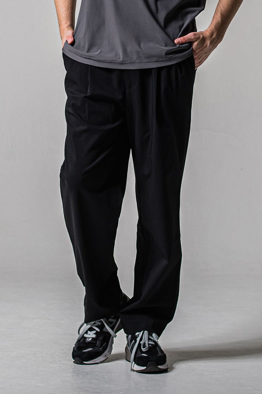 BEN PANTS / ルーズフィット ワイドシルエット ロングパンツ (ブラック) (1月中旬入荷予定)