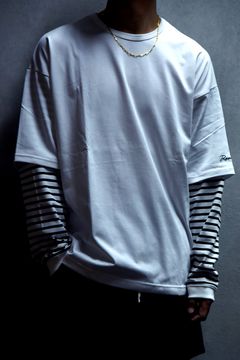 FAKE LAYERED LONGSLEEVE / ロングスリーブフェイクレイヤードTシャツ ホワイトボーダー