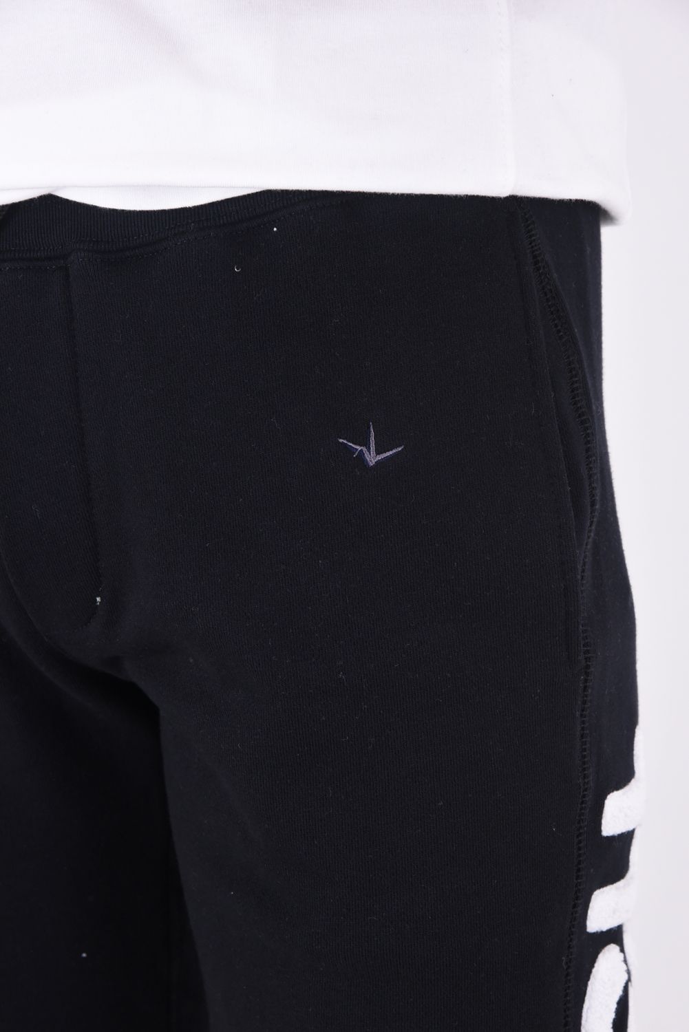 SHINING STONE LONG PANTS  / サガラ刺繍 ロゴ ラインストーン ロングパンツ ブラック