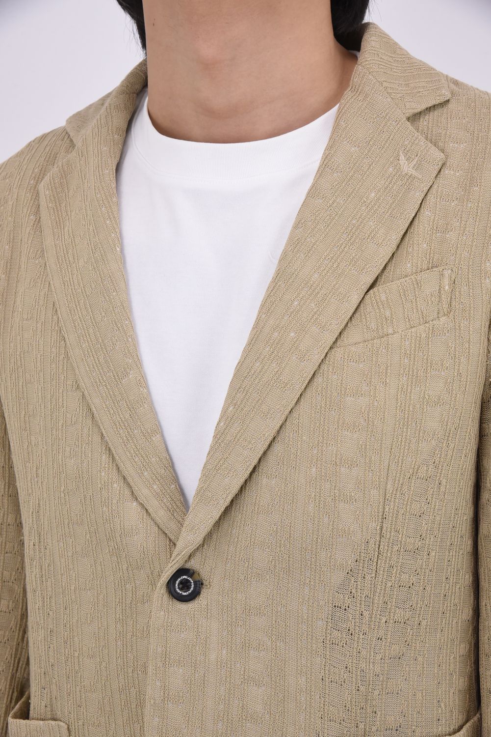 【26SS】【セットアップ】 LINEN TOUCH JACQUARD JACKET & SLACKS / リネンタッチ テーラードシングルジャケット&イージースラックス (ベージュ)