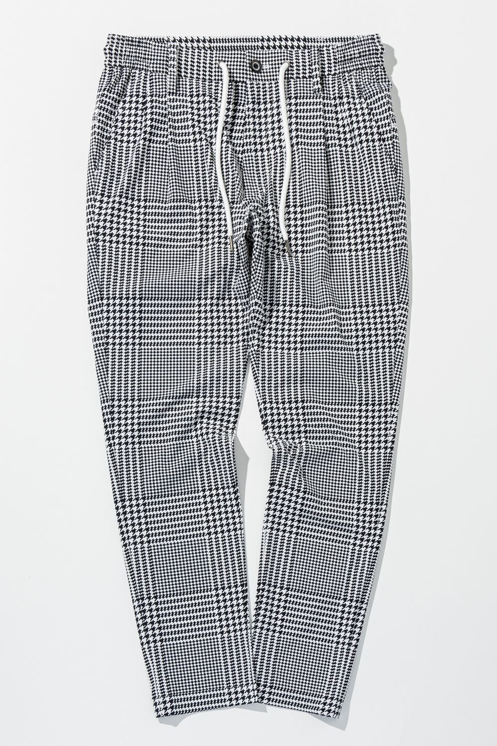 【26SS】 GLEN CHECK NYLON SLACKS / グレンチェック イージースラックス (ホワイト/ブラック) (2月上旬入荷予定)