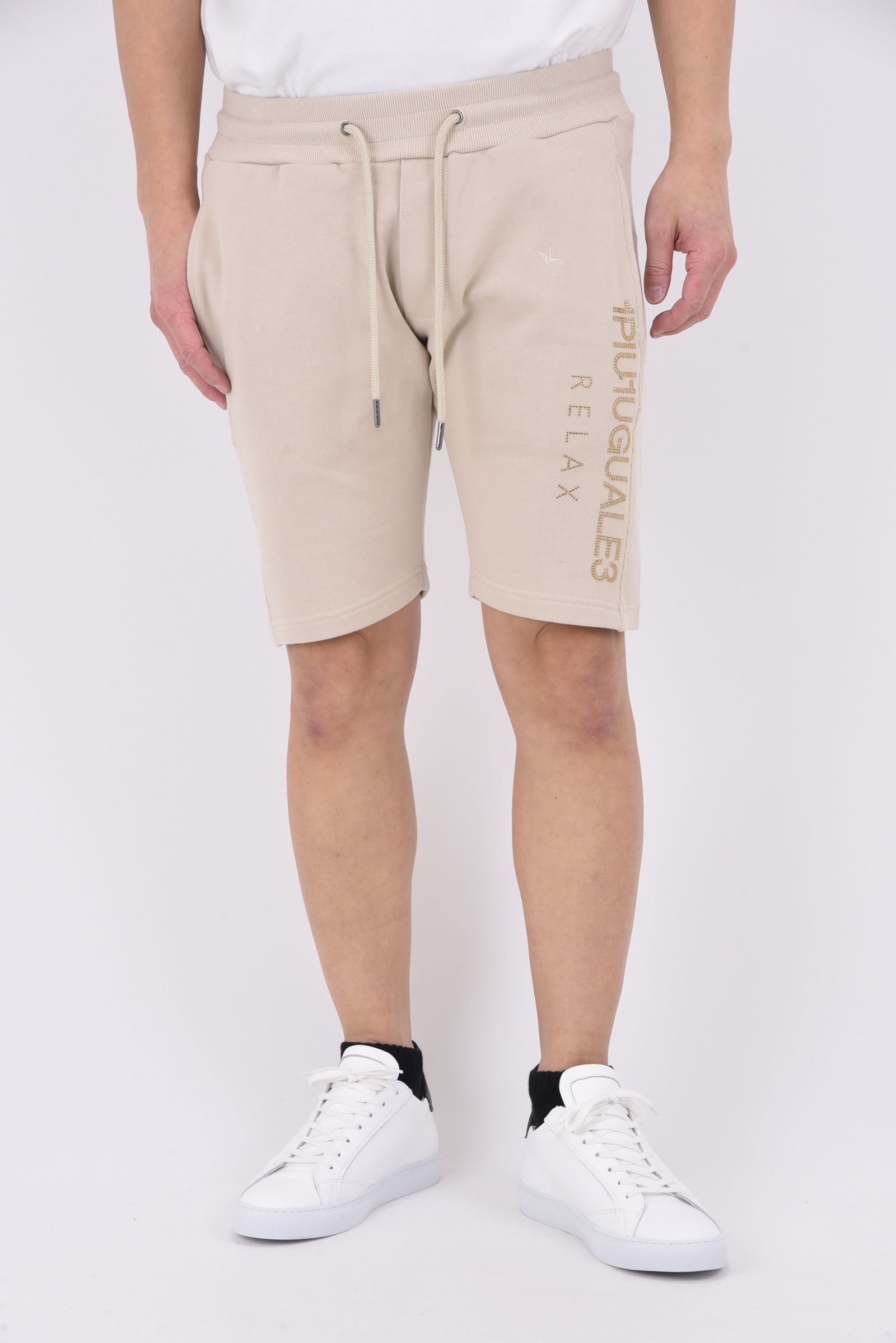 RHINESTONE LOGO SHORTS / ラインストーン ロゴ ショートパンツ (ベージュ)