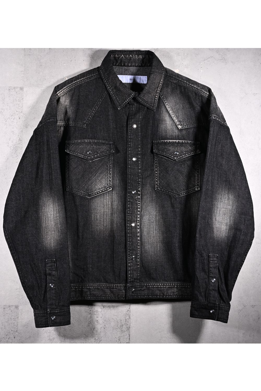 WESTAN JK / ヴィンテージダンガリー生地 ウエスタンシャツジャケット (ブラックユーズド) (3月中旬入荷予定) ※オーダー締切12/13(土)17:00