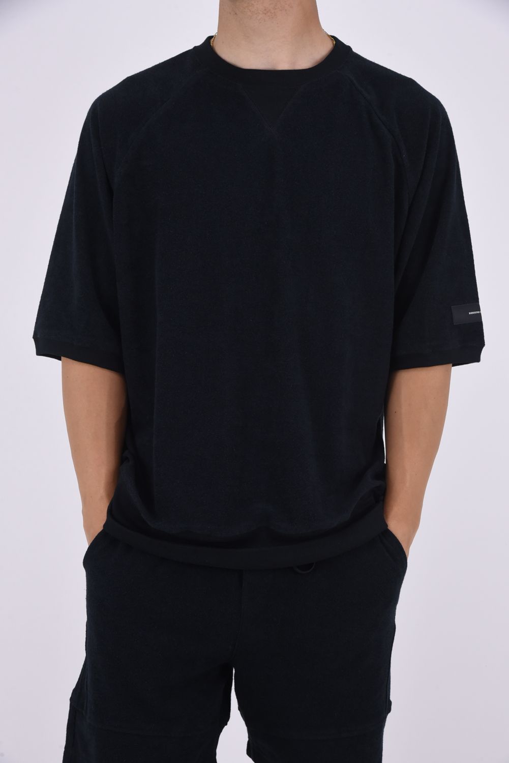 PILE HALF SLEAVE / パイル素材 オーバーサイズTシャツ ブラック
