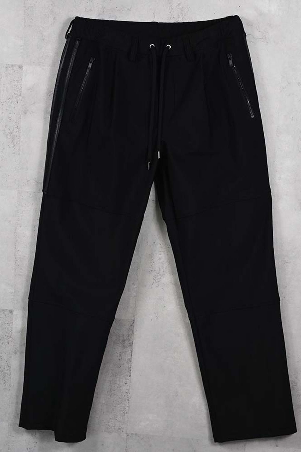 JOHNSON LINE WIDE HEAT PT / 裏起毛 ハイブリットジャージー ワイドテーパード ラインパンツ (ブラック/ブラック) (10月末入荷予定) ※オーダー締切：9月1日(月)18:00