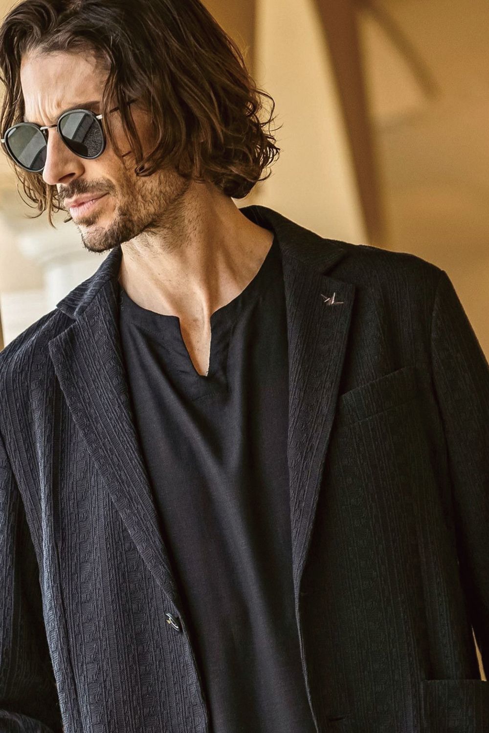 【26SS】【セットアップ】 LINEN TOUCH JACQUARD JACKET & SLACKS / リネンタッチ テーラードシングルジャケット&イージースラックス (ブラック)