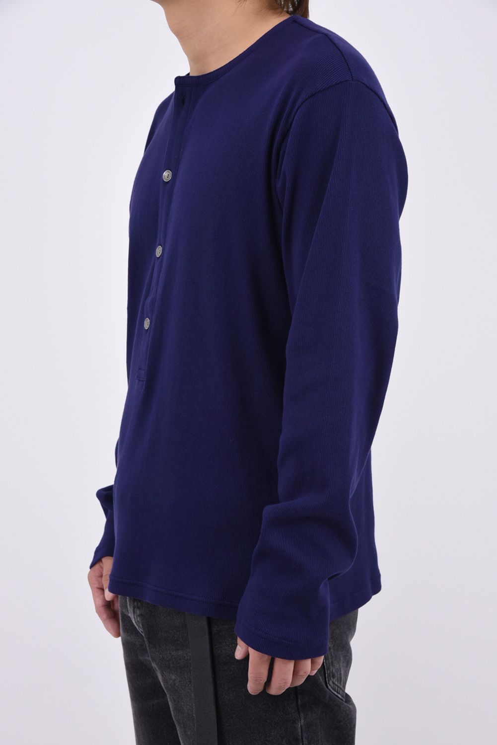 RIB HENRY LONGSLEAVE / ヘンリーネック リブニットロングスリーブTシャツ (ネイビー)