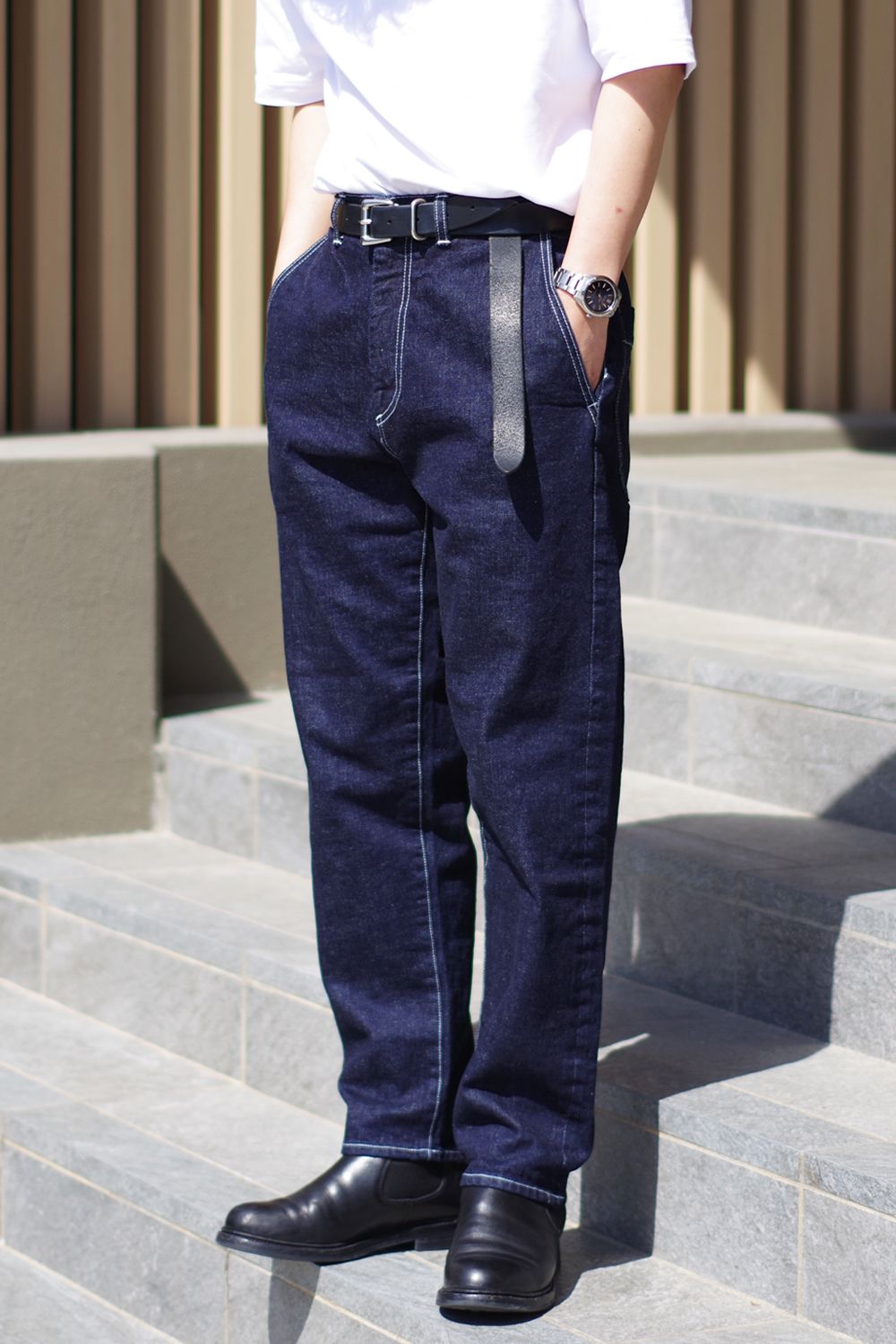 4 POCKET DENIM PANTS / 4ポケット セルヴィッジ ペグトップデニム ブルー