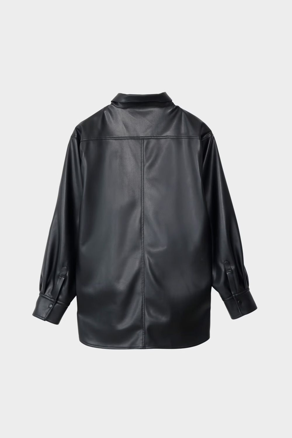 SYNTHETIC LEATHER SHIRT / シンセティック レザーシャツ (ブラック) (8月下旬~9月上旬）