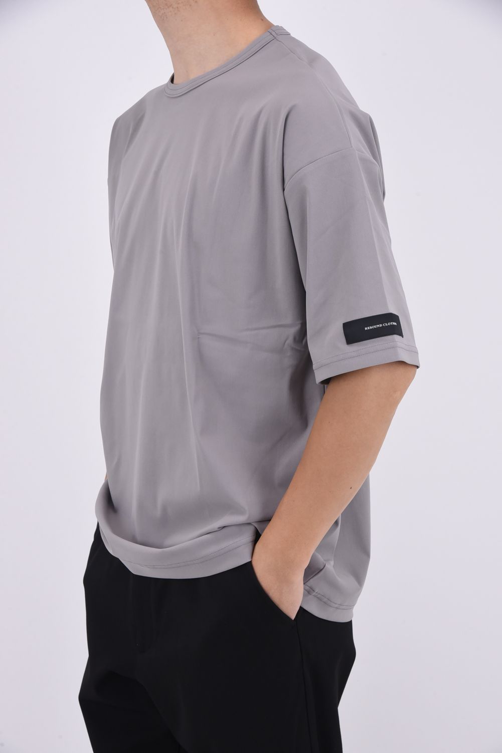 NYLON OVER T / ナイロンマイクロファイバー オーバーサイズTシャツ グレー