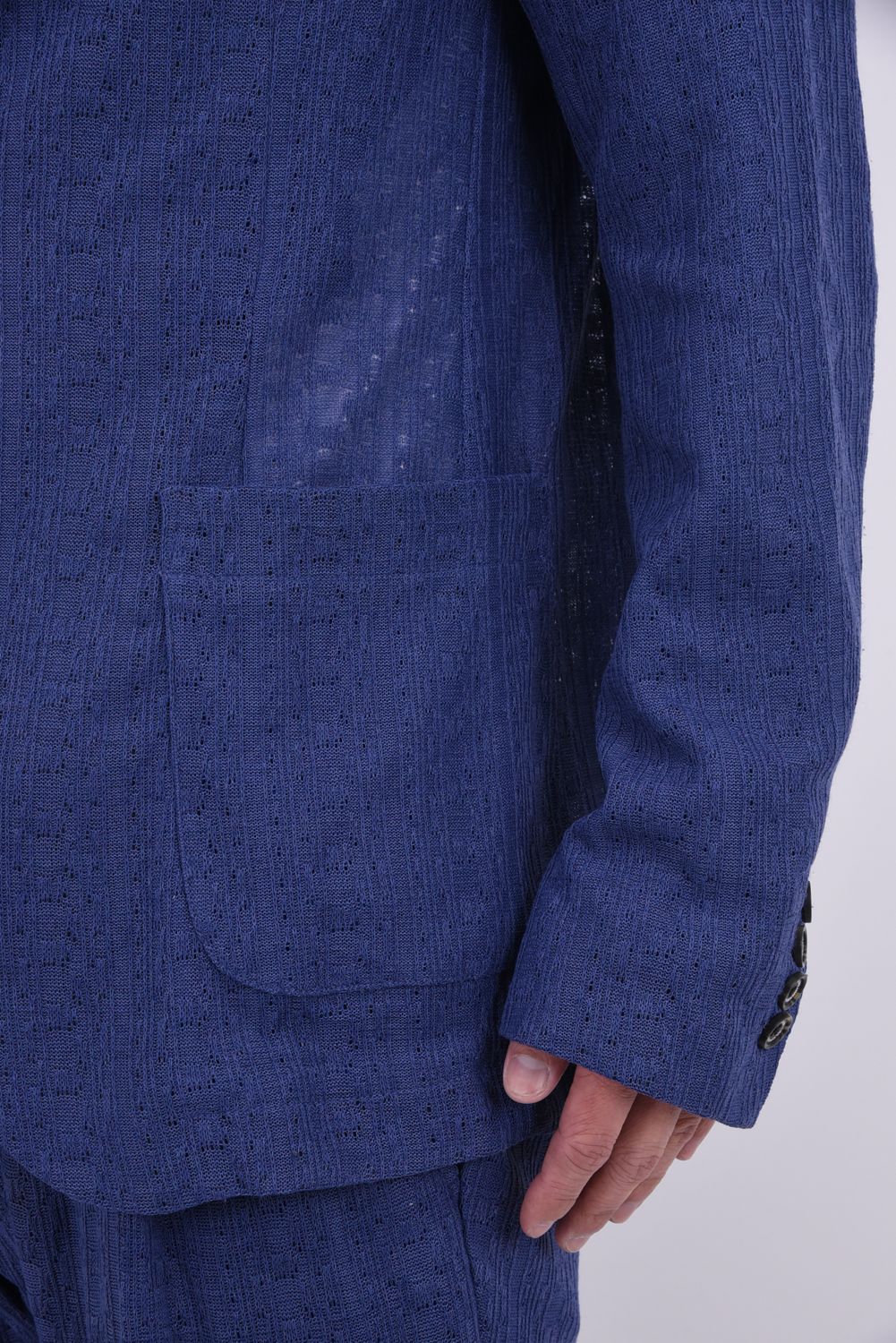 【26SS】【セットアップ】 LINEN TOUCH JACQUARD JACKET & SLACKS / リネンタッチ テーラードシングルジャケット&イージースラックス (ブルー)