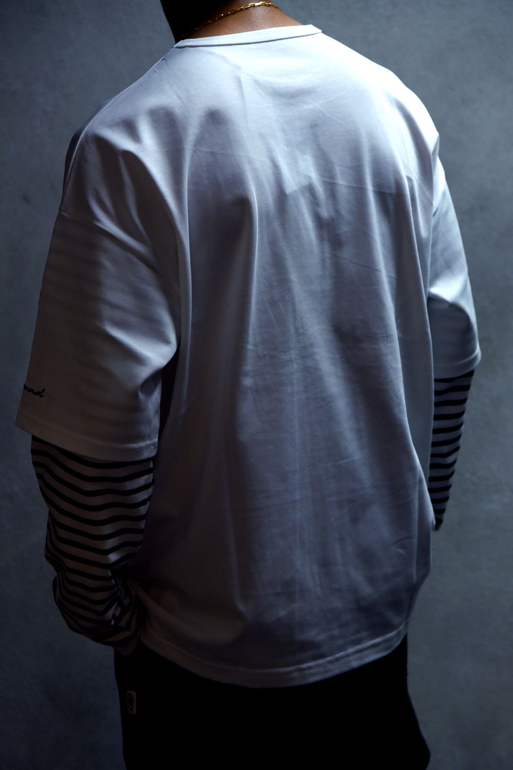 FAKE LAYERED LONGSLEEVE / ロングスリーブフェイクレイヤードTシャツ ホワイトボーダー