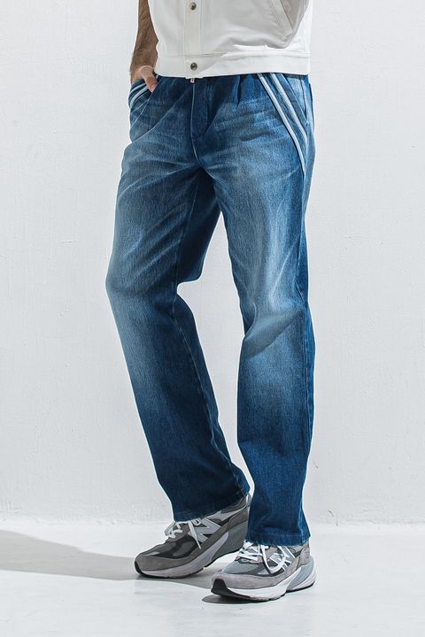 EDGE DENIM SEMI WIDE PT / エコレザーライン セミワイド イージーデニムパンツ (ダークインディゴ)