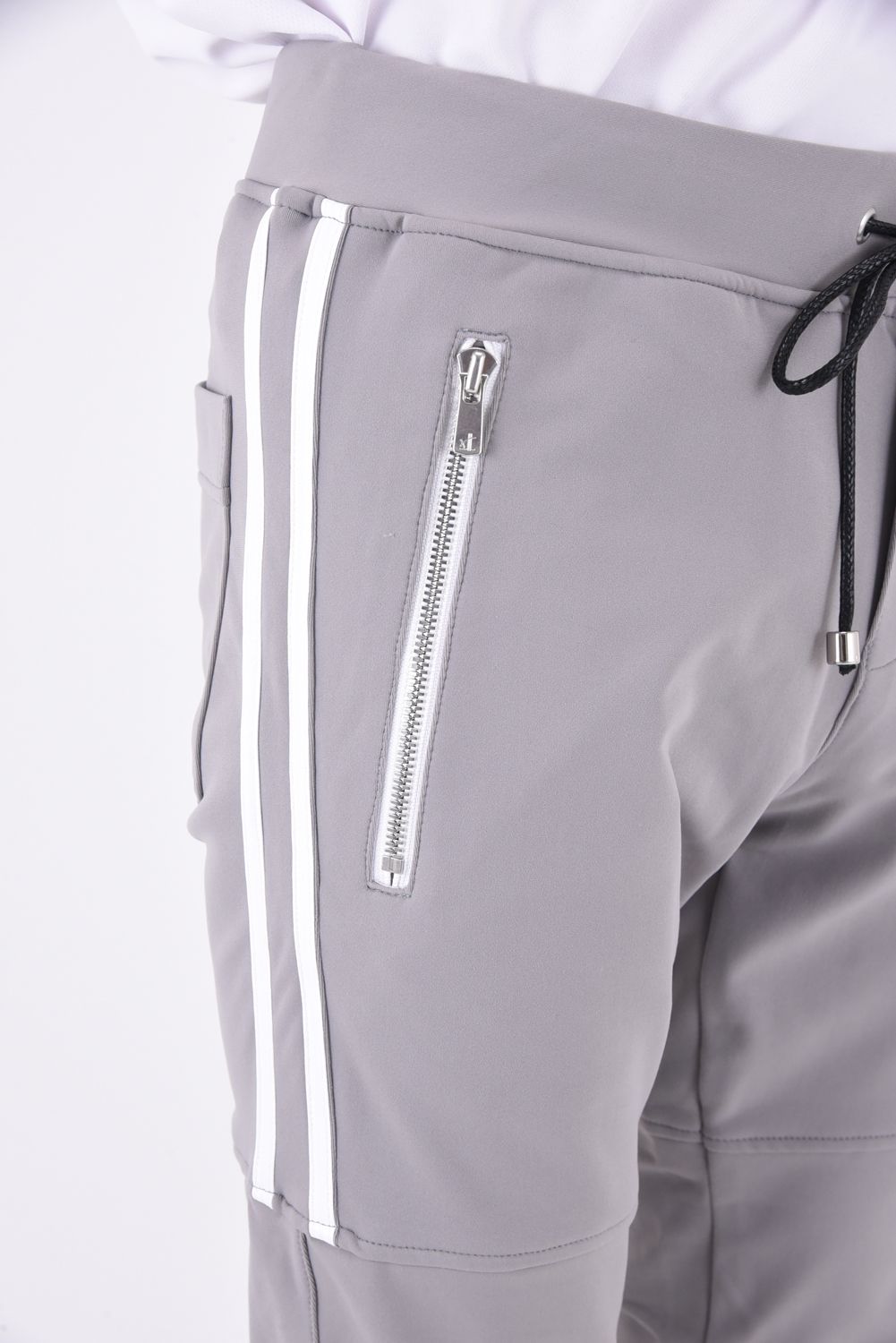 JOHNSON LINE HEAT PT / 【定番商品】 裏ボアフリース ハイブリットジャージー ラインパンツ グレー / ホワイト