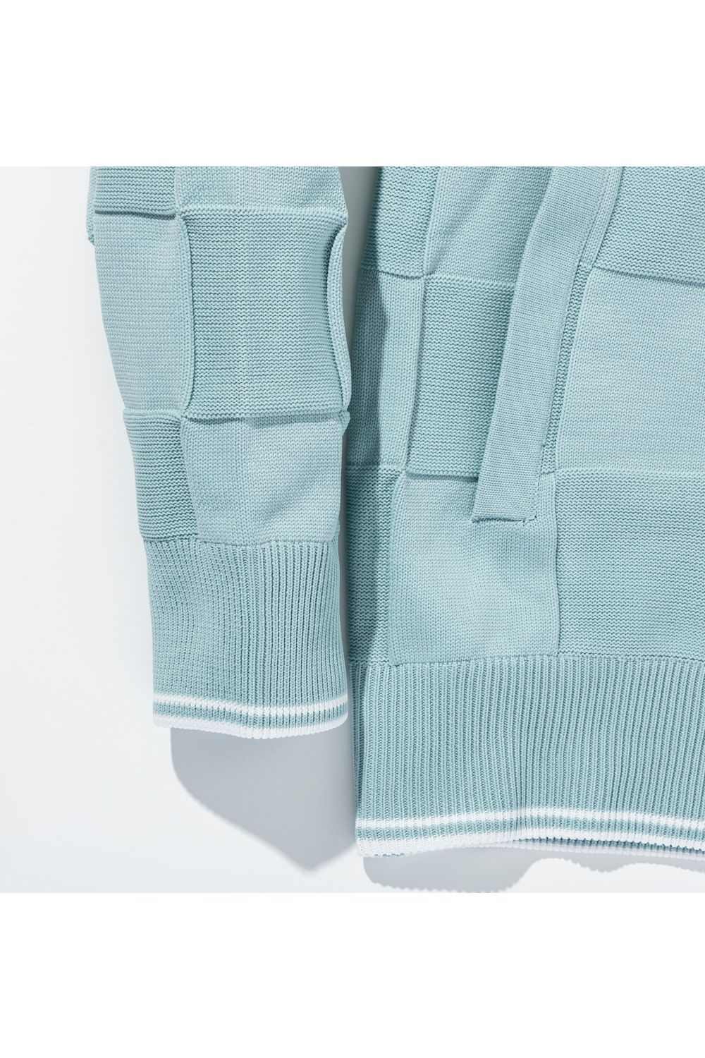 【26SS】 INTRECCIATO HOODIE / イントレチャート ジップパーカー (サックス) (2月上旬入荷予定)