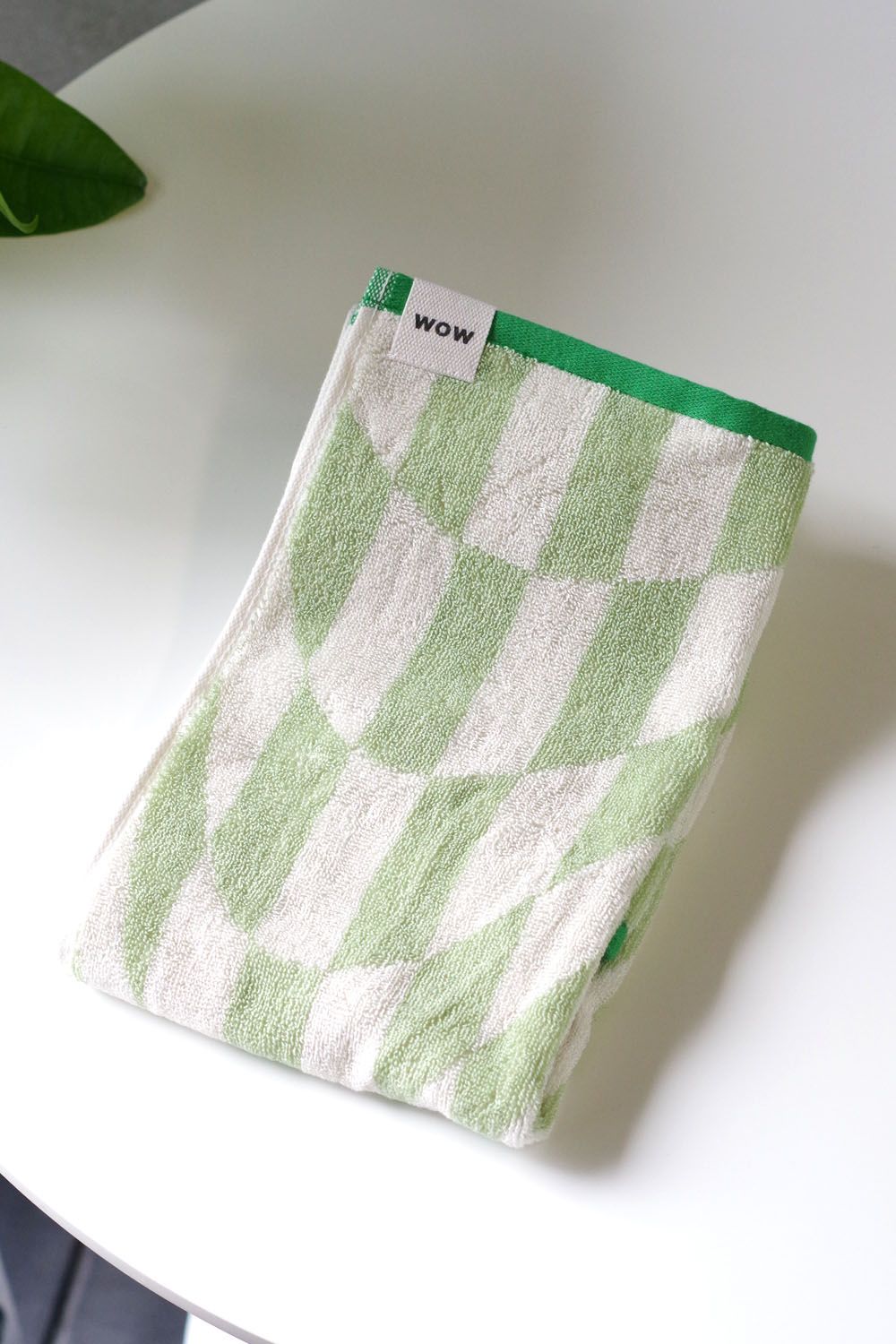 Check Face Towel / シルク混 チェック フェイスタオル (グリーン)