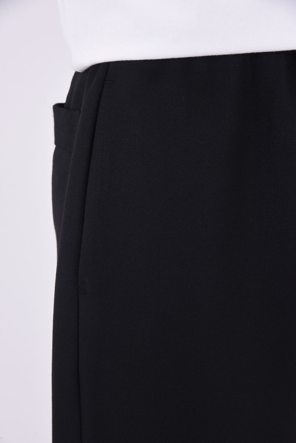 WOOL TWILL PANTS / プレーンフロント イージーパンツ （ブラック）
