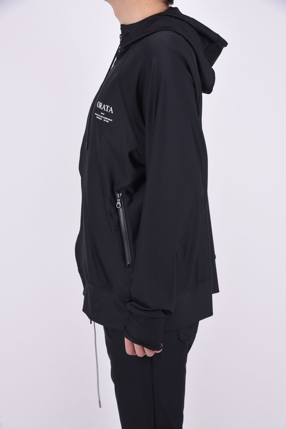 rush zip hoodie / ラッシュガード フロントロゴ フルジップフーディー ブラック