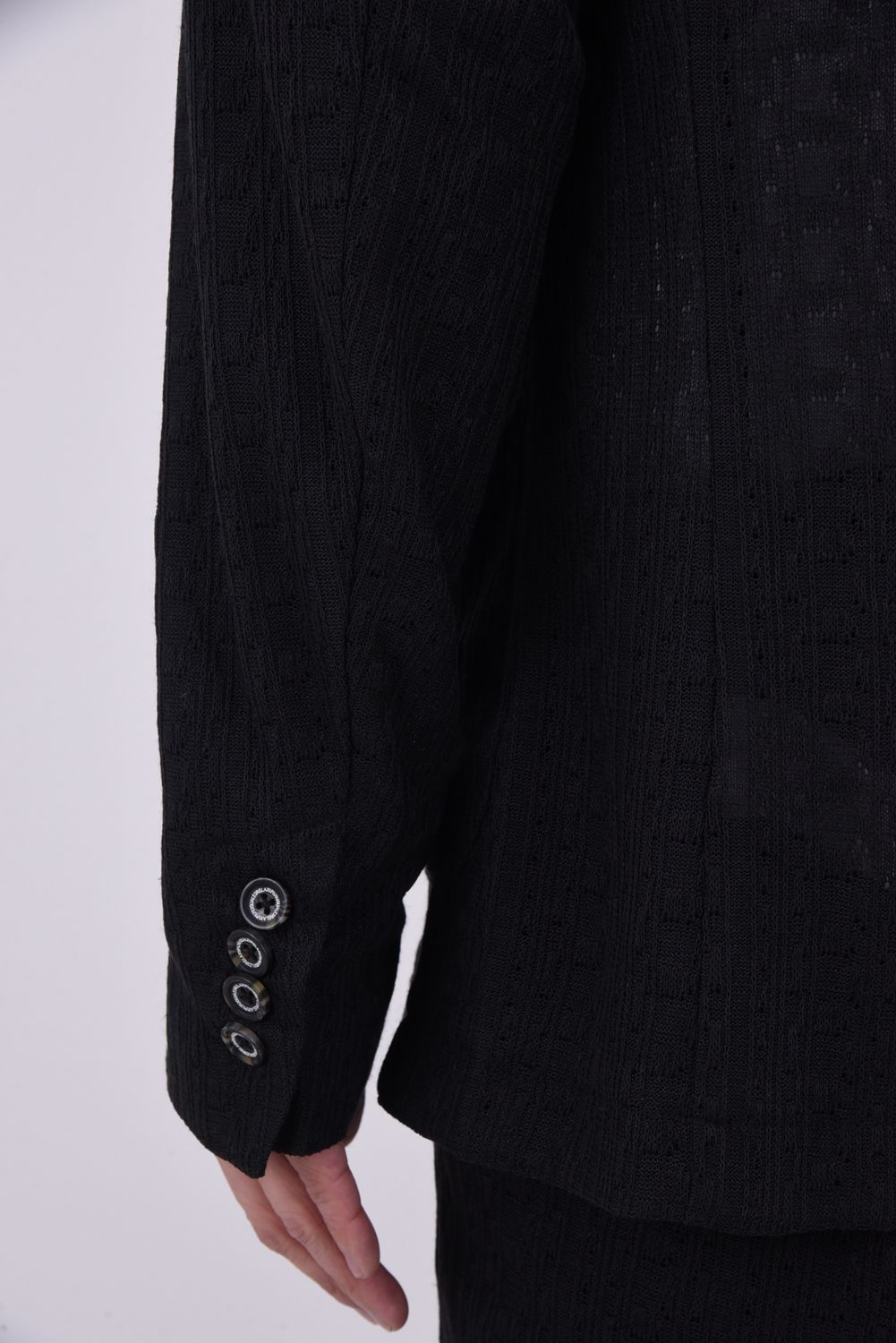 【26SS】【セットアップ】 LINEN TOUCH JACQUARD JACKET & SLACKS / リネンタッチ テーラードシングルジャケット&イージースラックス (ブラック)