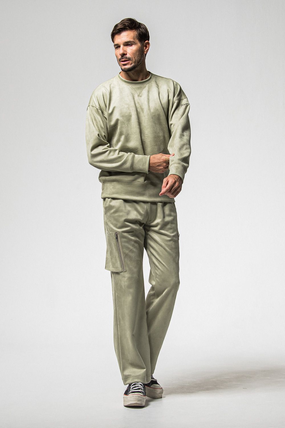 DAVID CARGO PANTS / スウェードジャージー ミリタリーカーゴパンツ (カーキ) (1月上旬入荷予定) ※オーダー締切：9月1日(月)18:00