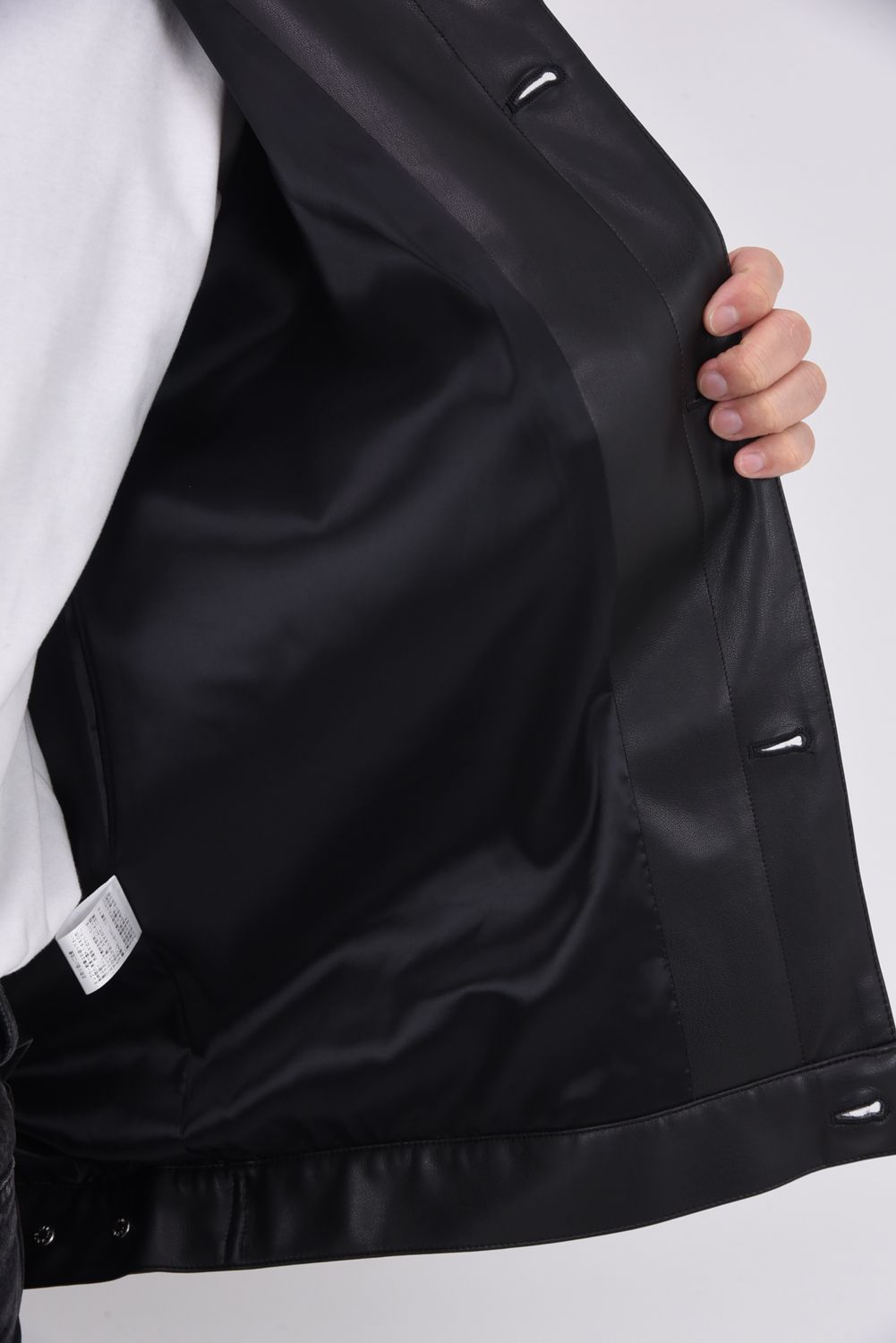 LEATHER OVER 2ND G / エコレザー オーバーサイズ Gジャン （ブラック）