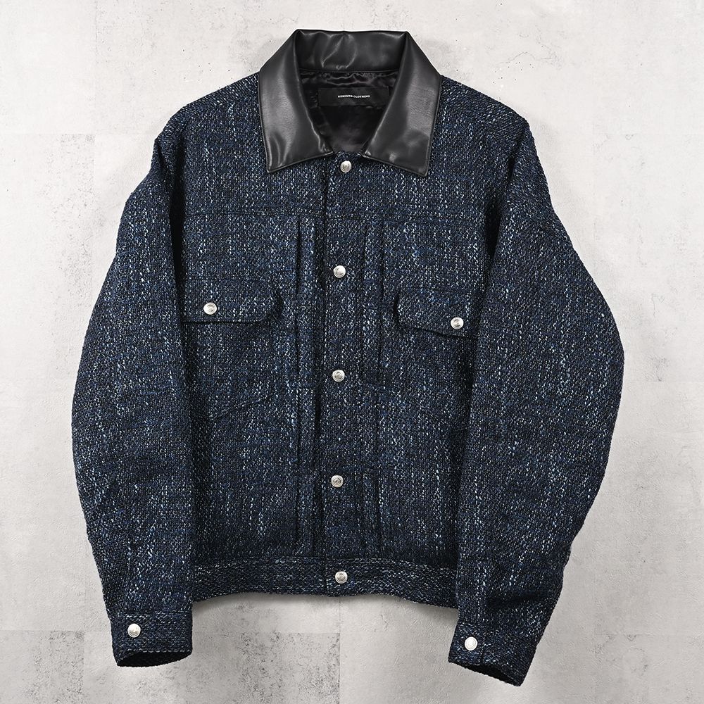 FCTWEED 2nd jk / ファンシーツイード エコレザーカラー デニムジャケット (ネイビー) (9月末入荷予定) ※オーダー締切:5月23日(土)17時