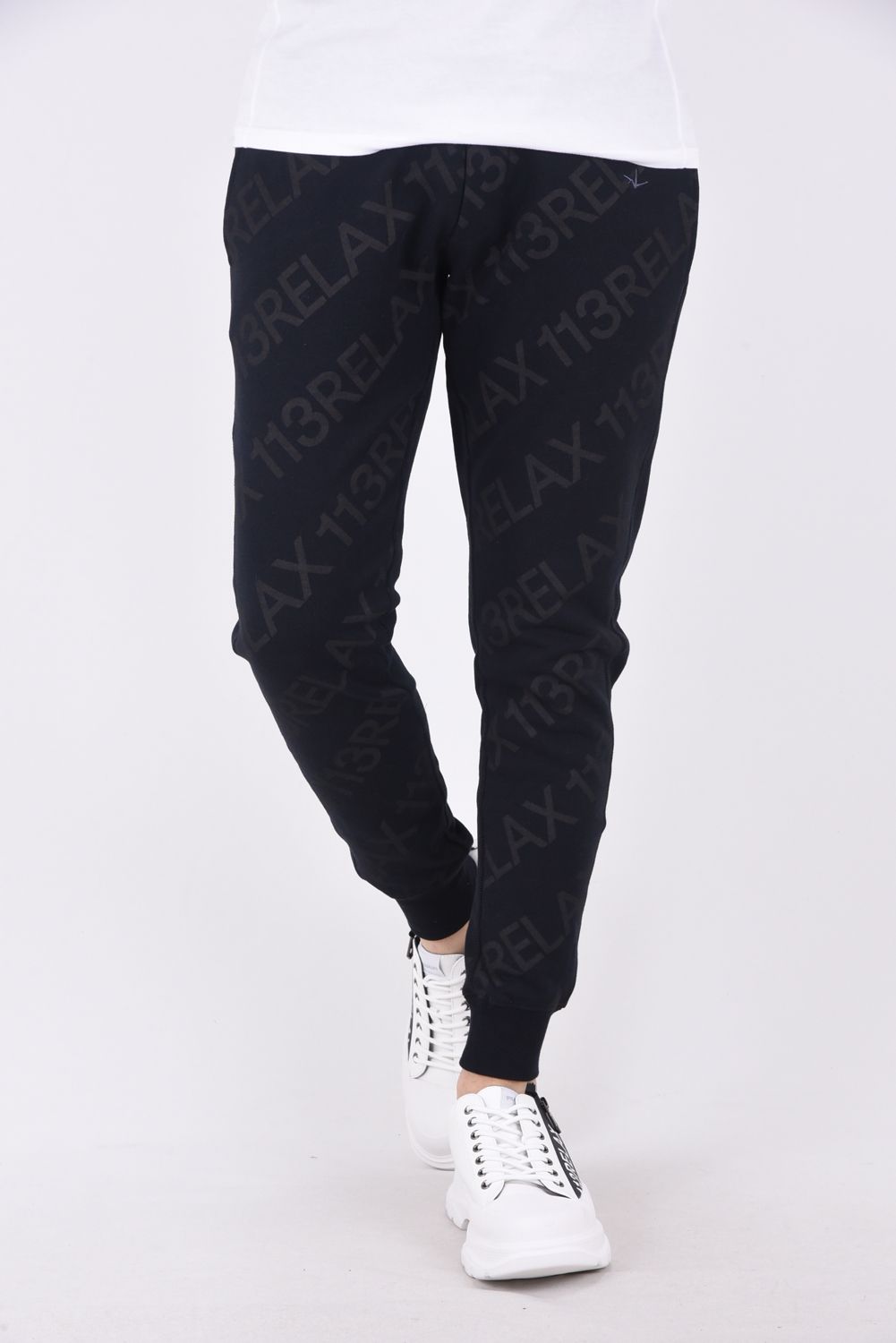 1PIU1UGUALE3 RELAX - DIAGONAL LOGO LONG PANTS / サイドリブ