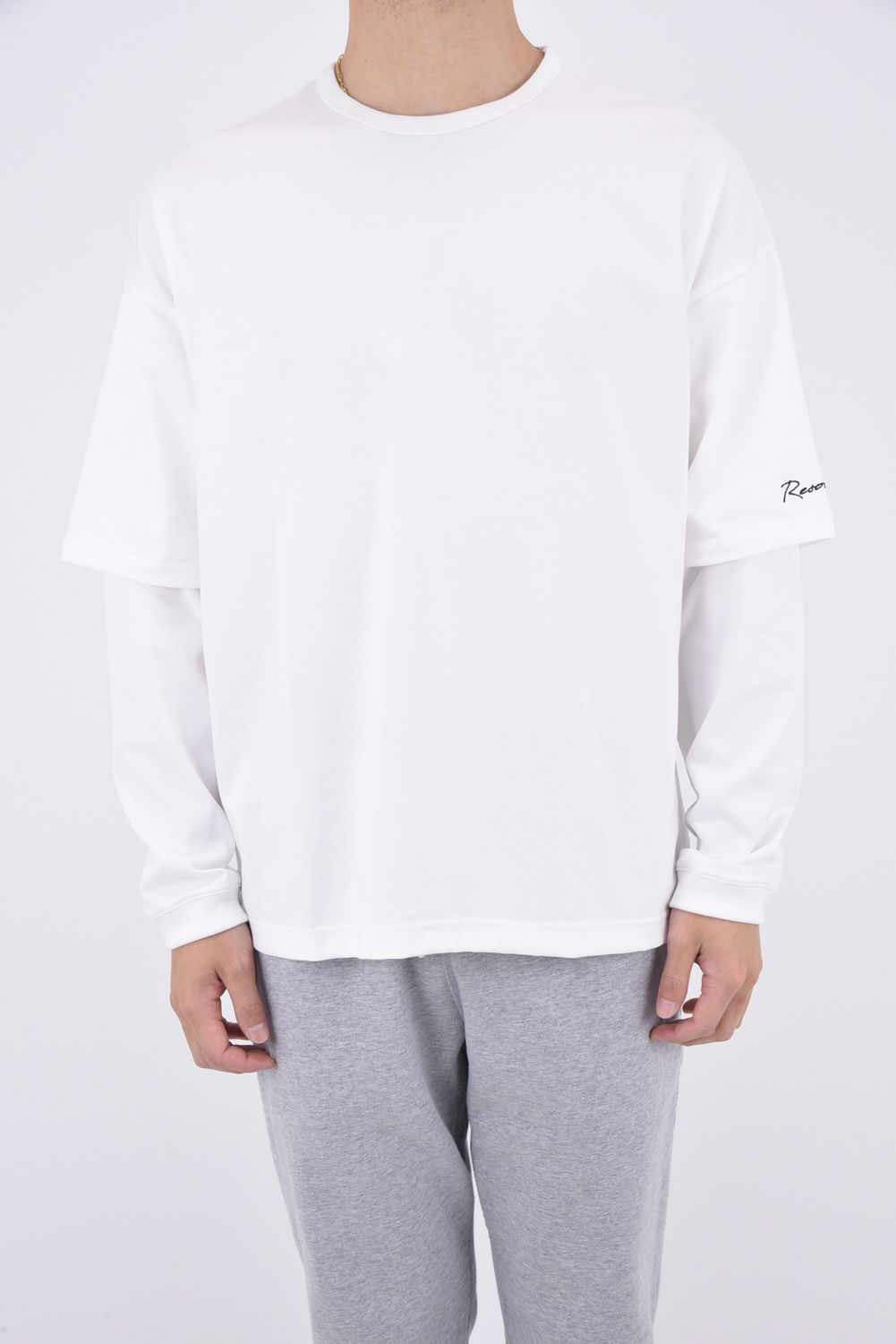 FAKE LAYERED LONGSLEAVE / ロングスリーブフェイクレイヤードTシャツ ホワイト