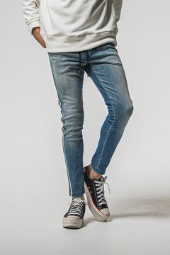 EX DENIM JERSEY BLINDLINE PT / デニムジャージー ラインパンツ (ライトインディゴ) (1月上旬入荷予定) ※オーダー締切：9月1日(月)18:00