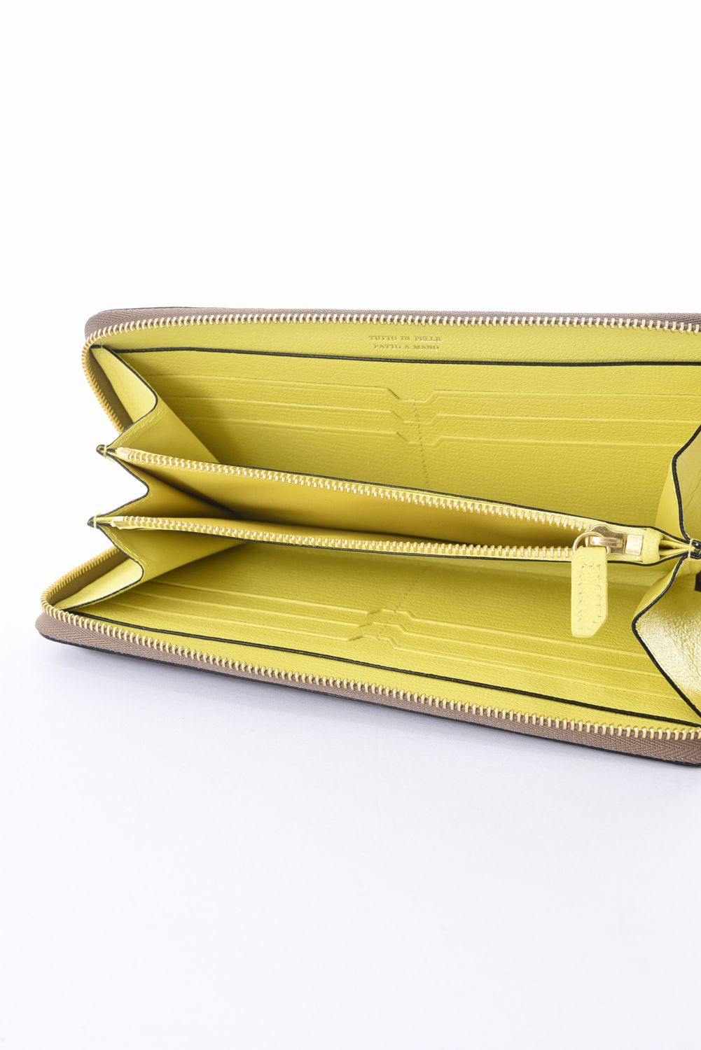 【残り1点】 ROUND ZIP LONG WALLET / LA409 ラウンドジップ ロングウォレット グレー / イエロー