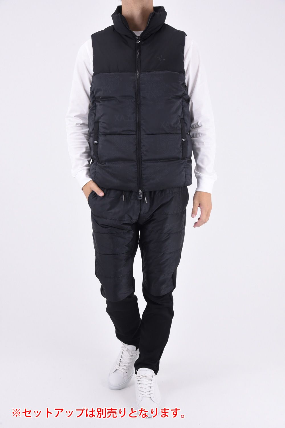 1PIU PAISLEY VEST / コンビネーション 中綿ベスト ブラック