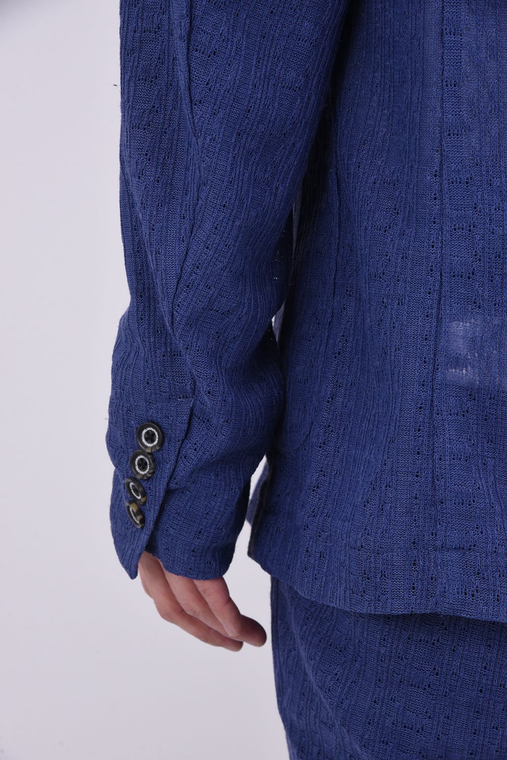 【26SS】【セットアップ】 LINEN TOUCH JACQUARD JACKET & SLACKS / リネンタッチ テーラードシングルジャケット&イージースラックス (ブルー)