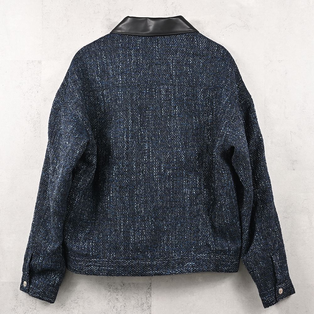 FCTWEED 2nd jk / ファンシーツイード エコレザーカラー デニムジャケット (ネイビー) (9月末入荷予定) ※オーダー締切:5月23日(土)17時