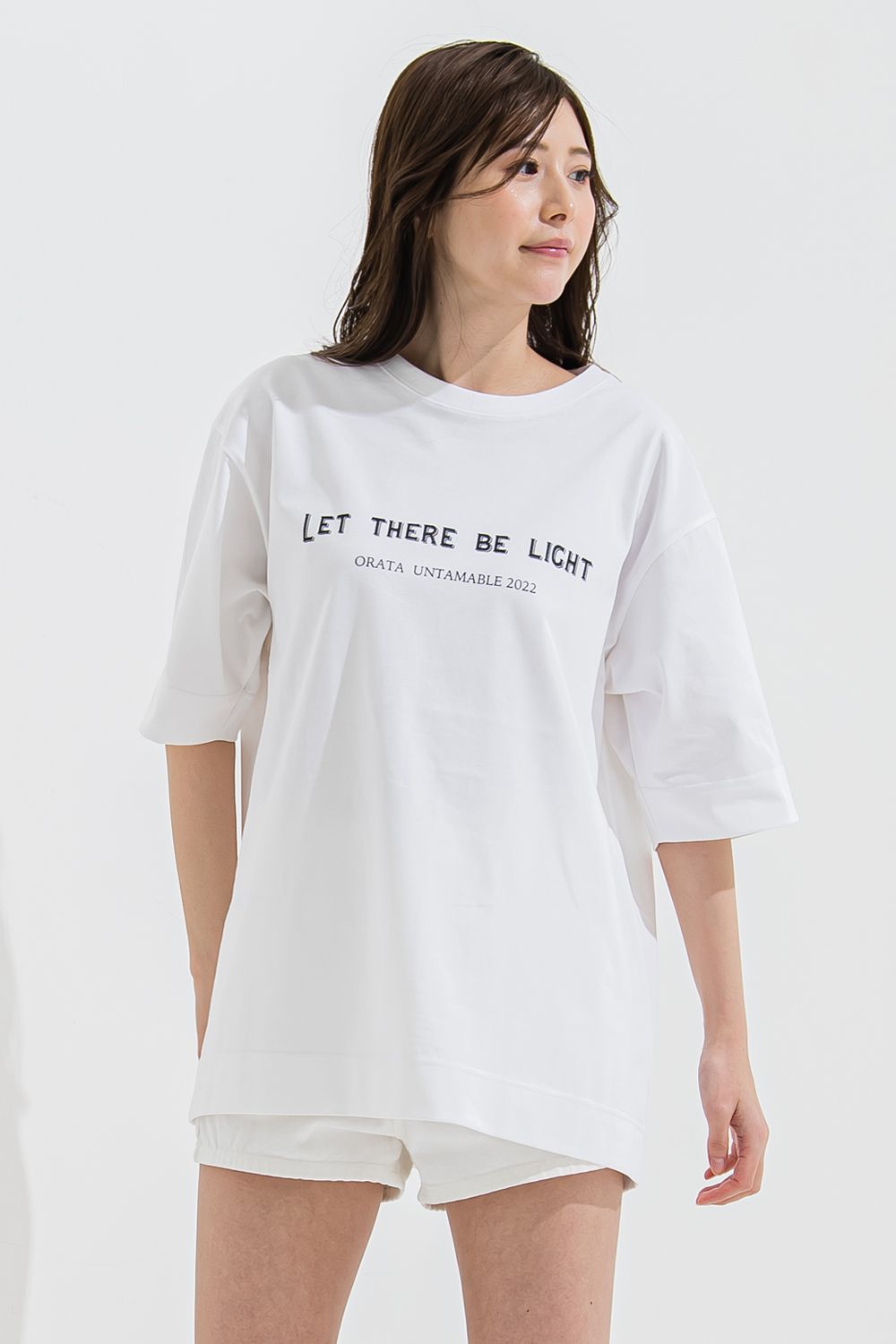 LIGHT crew T / メッセージプリント 半袖Tシャツ ホワイト