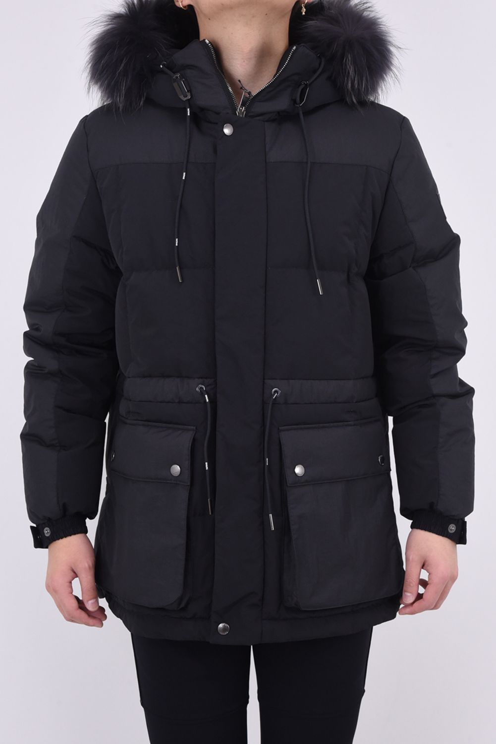 ALTIO (アルティオ) / コントラストナイロン オーバーダウンコート ブラック