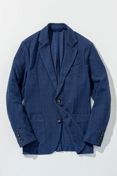 【26SS】 LINEN TOUCH JACQUARD JACKET / リネンタッチ テーラードシングルジャケット (ブルー) (2月中旬入荷予定)