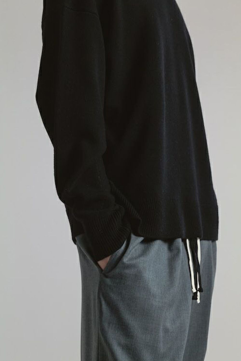 CREW NECK KNIT / ウール クルーネック ニット (ブラック)