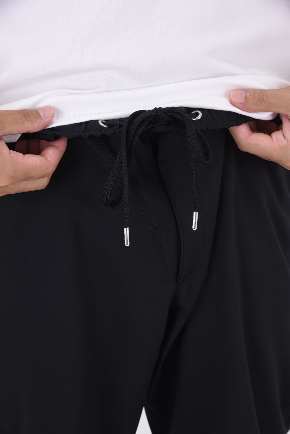 PAT WIDE EASY PANTS / ワイドテーパード イージースラックス (ブラック )