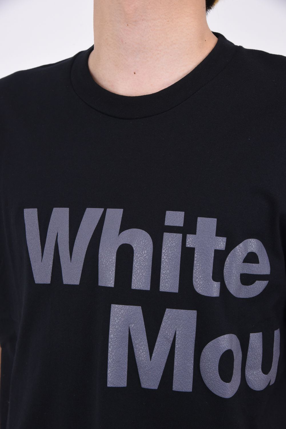 LEATHER-LIKE PRINT T-SHIRT / レザーライク プリント クルーネック Tシャツ ブラック