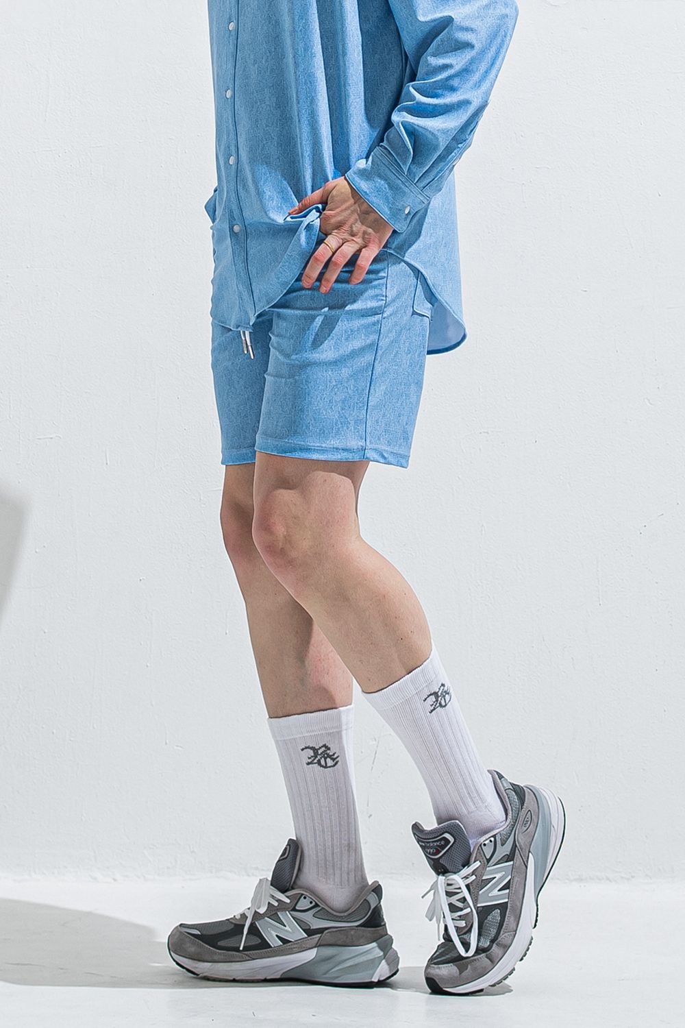 RUSH DENIM SHORTS / ラッシュガード デニムデザイン ショートパンツ (ライトインディゴ) (5月末入荷予定) ※オーダー締切:2月15日(日)18時