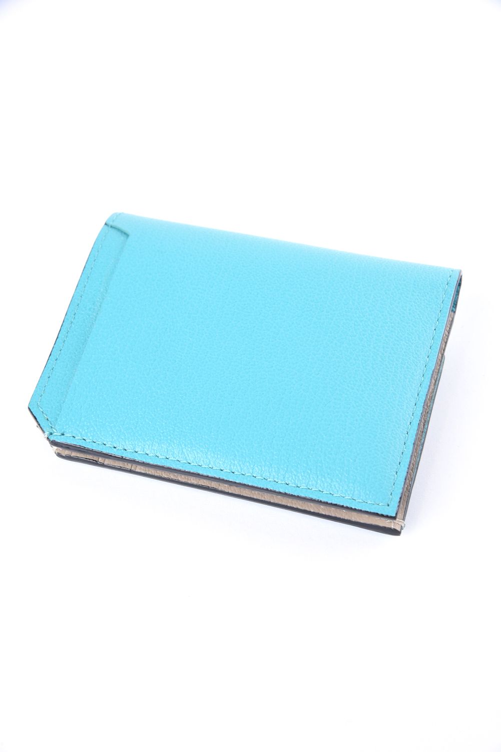 【残り1点】 CARD WALLET / LA501GT ゴートレザー 二つ折りスマートカードウォレット アクアティック / ベージュ