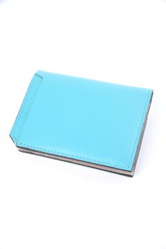 【残り1点】 CARD WALLET / LA501GT ゴートレザー 二つ折りスマートカードウォレット アクアティック / ベージュ