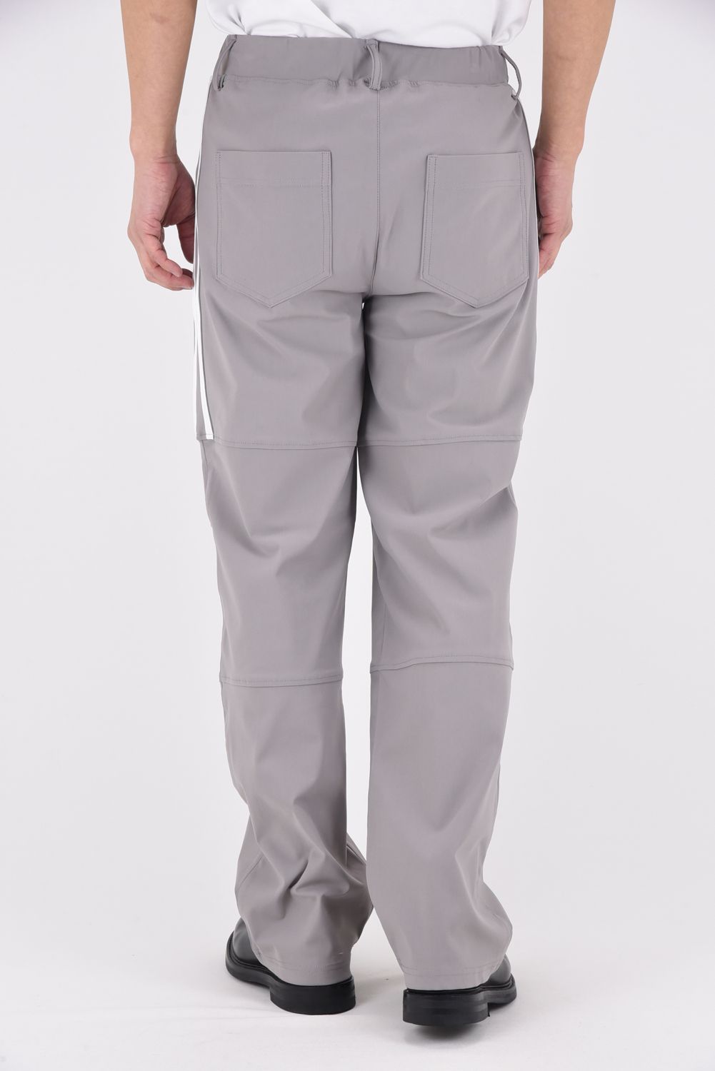【26SS 39th】 Johnson LINE WIDE PT / 360°ストレッチ ワイドシルエット ジョンソンラインパンツ (グレー/ホワイト)