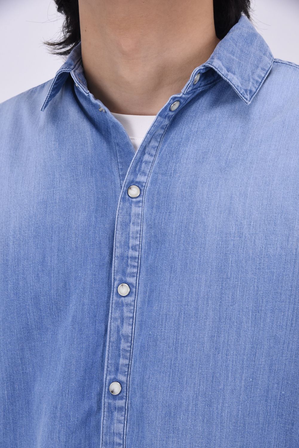 DENIM JACK SHIRTS / ヴィンテージ加工 ダンガリーシャツ インディゴユーズド