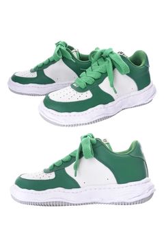 【WAYNE LOW】 OG sole leather Low-Top sneaker / レザー ローカットスニーカー グリーン / (ホワイト)