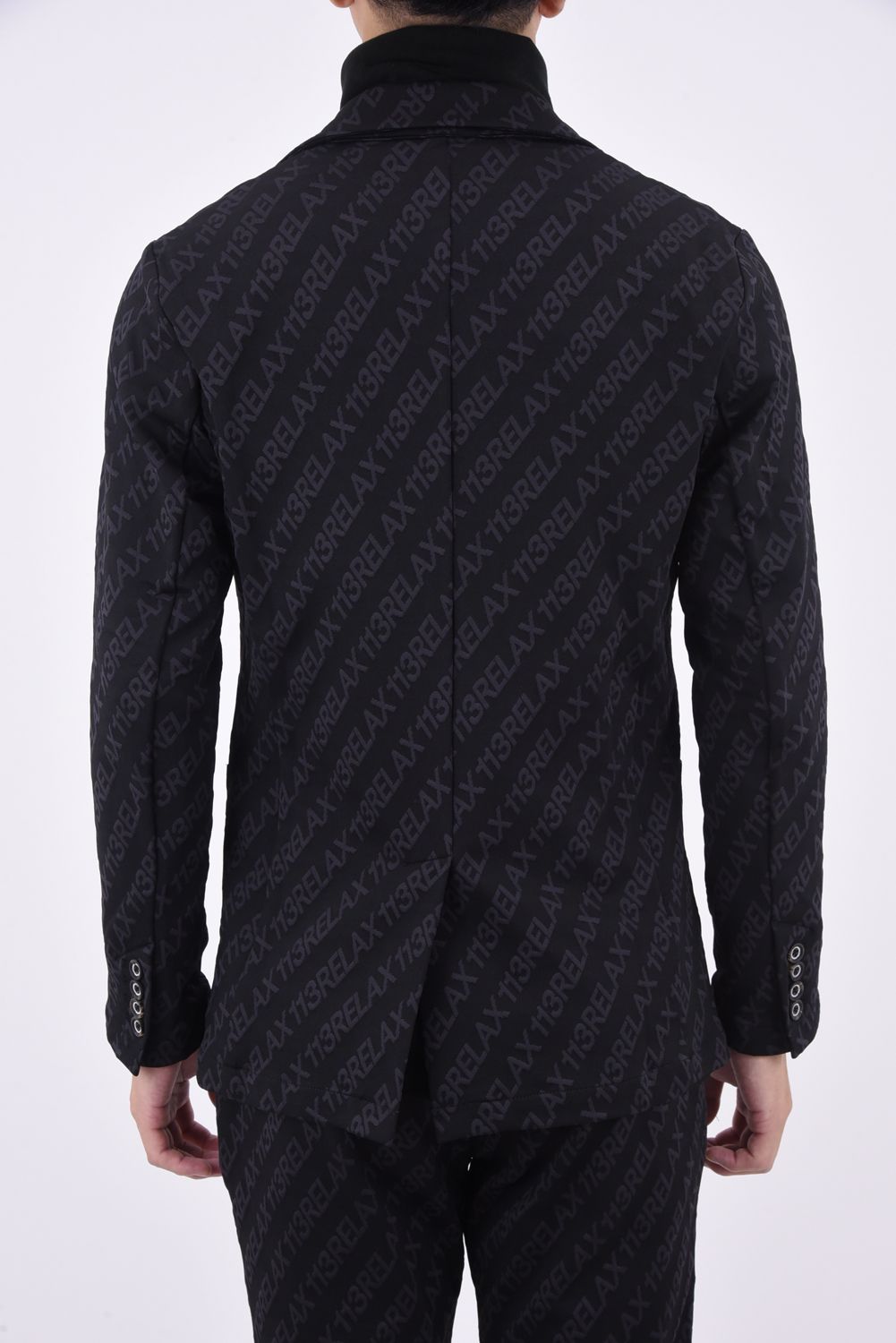 1PIU JACQUARD JACKET / 総柄ロゴ ジャガード ジャケット ブラック