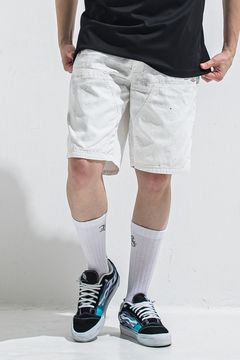 DOUBLE KNEE SHORTS / ダンガリー生地 ダブルニーハーフパンツ (ホワイト) (6月上旬入荷予定) ※オーダー締切:2月15日(日)18時