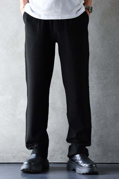 CHRIS EASY WIDE TUCK PANTS / ブリスターニット ワンタック イージーパンツ (ブラック)