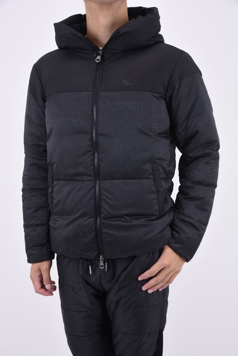 1PIU PAISLEY OUTERWEAR / コンビネーション 中綿 ジャケット ブラック