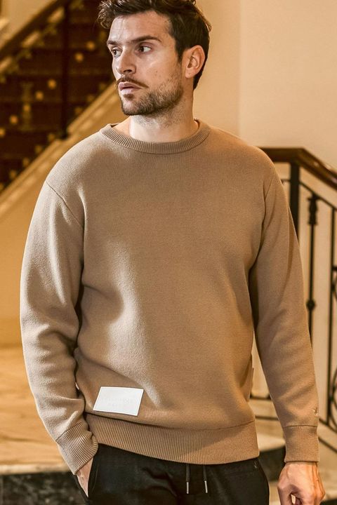 BIG PATCH BIG PIS NAME CREW NECK KNIT / ビッグパッチ ピスネーム クルーネックニット (ベージュ)
